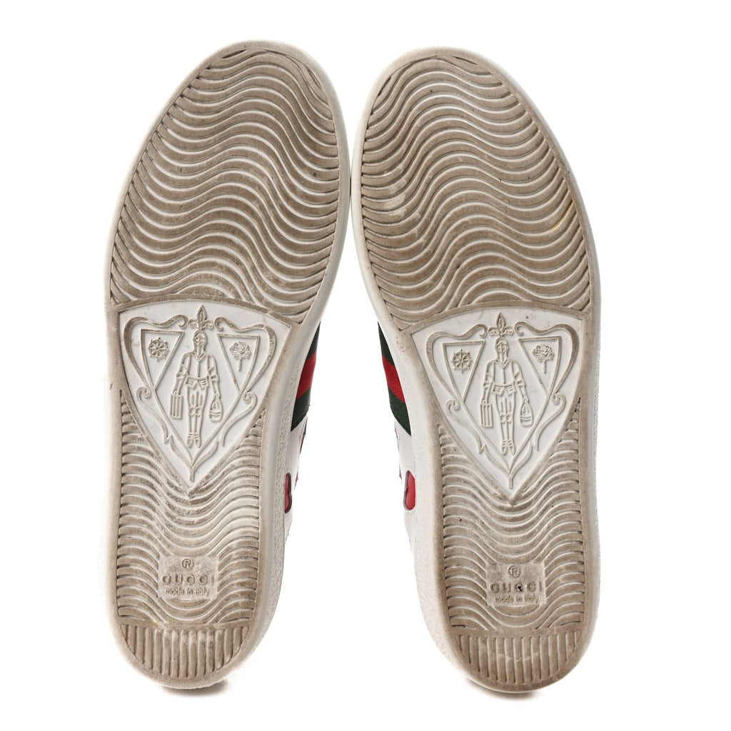 Gucci Calfskin Miro Soft Web Heart Cut Out Women's Ace Sneakers 36.5 White