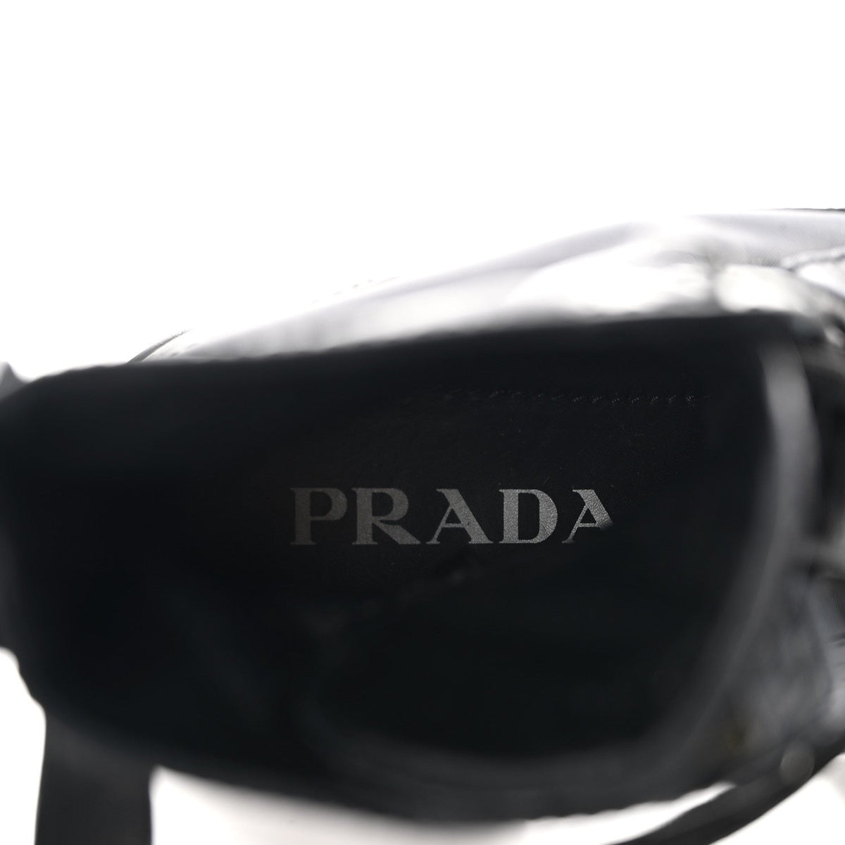Prada Spazzolato Calfskin Nylon Women's Monolith Pouch Boots 38 Black