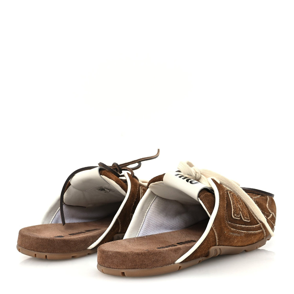 Miu Miu Faded Suede Calfskin Women's 530 SL Slip-On Mules 36.5 Ecru