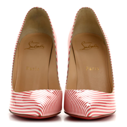 Christian Louboutin Patent Leather Women's Pigalle Follies Stripes 100 Pumps 37 Smoothie White