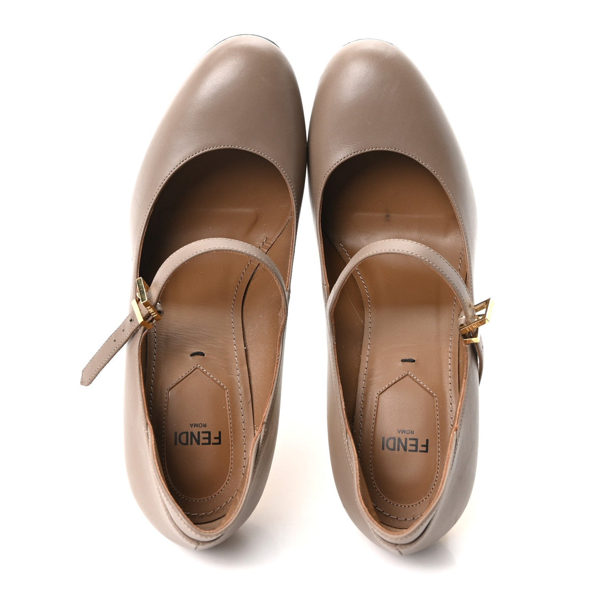 Fendi Vitello Women's Delfina High Heel Pumps 37 Tortora