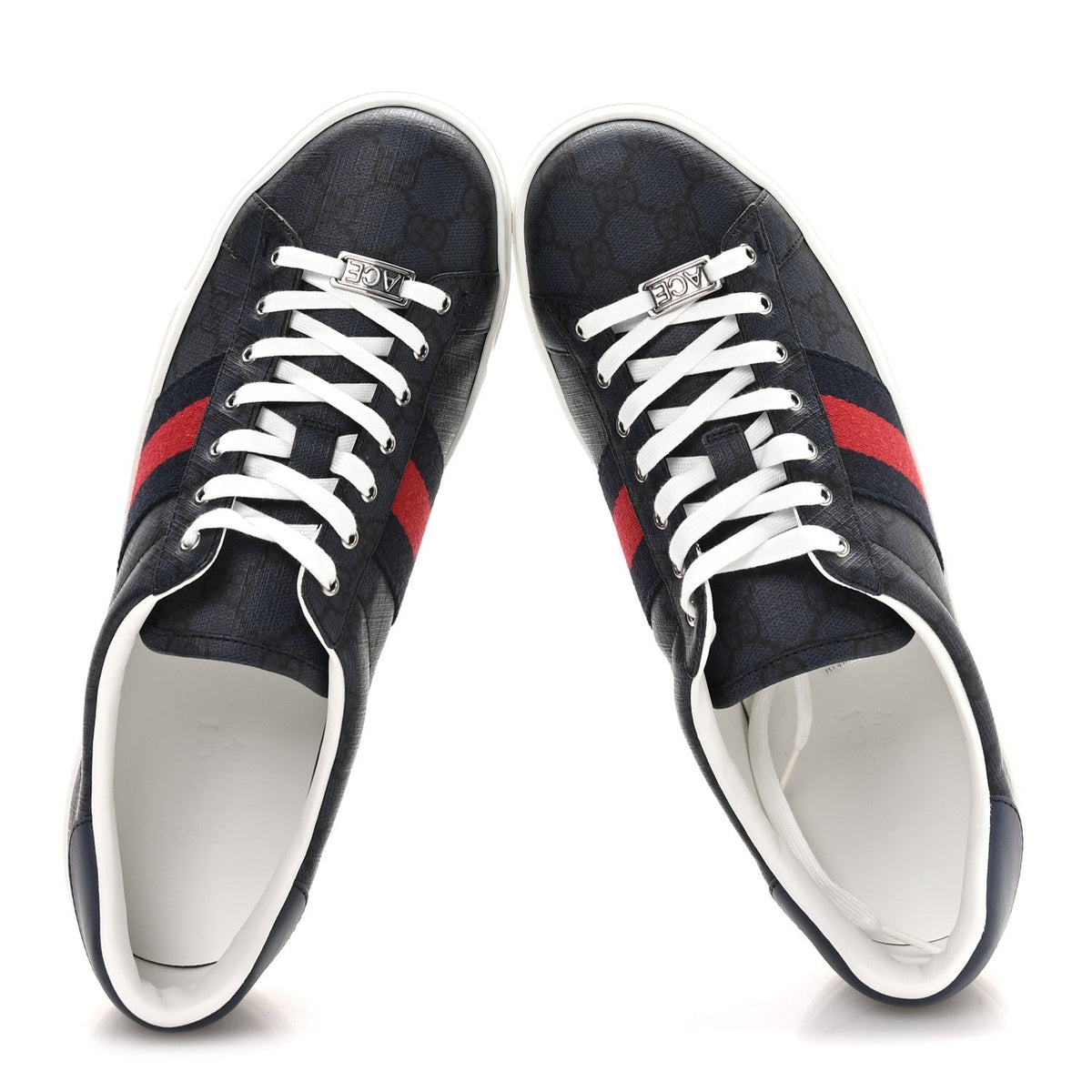 Gucci GG Supreme Canvas Monogram Men's New Ace Sneakers 9.5 Dark Blue