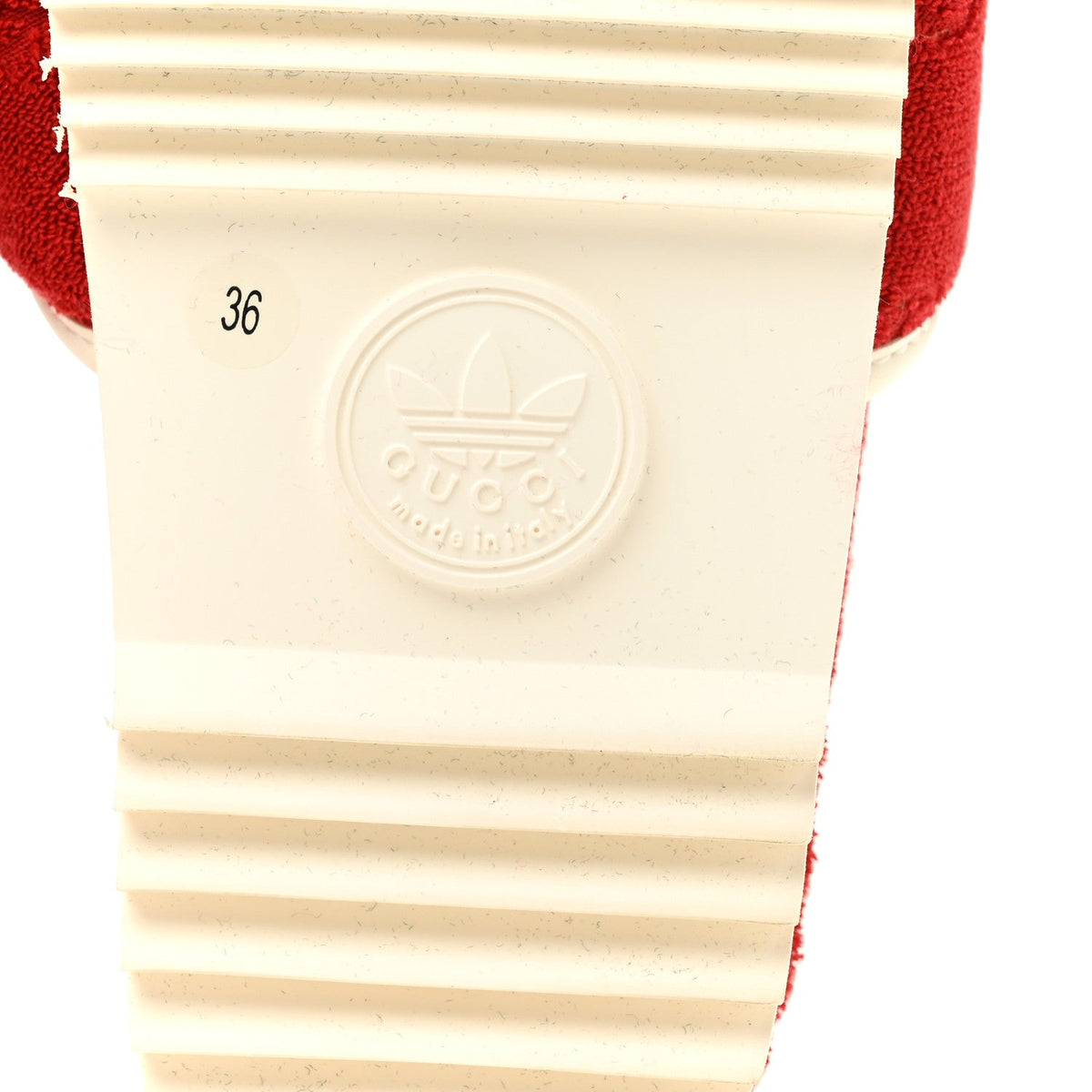 Gucci X Adidas Terry Cloth Women's Platform Sandals 36 Maple Red Off White