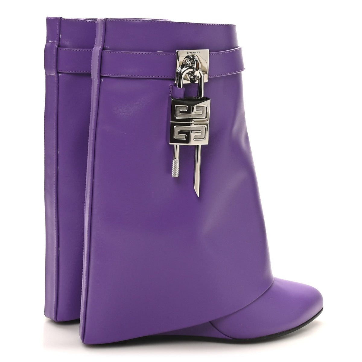 Givenchy Calfskin Women's Shark Lock Ankle Boots 35 Ultraviolet