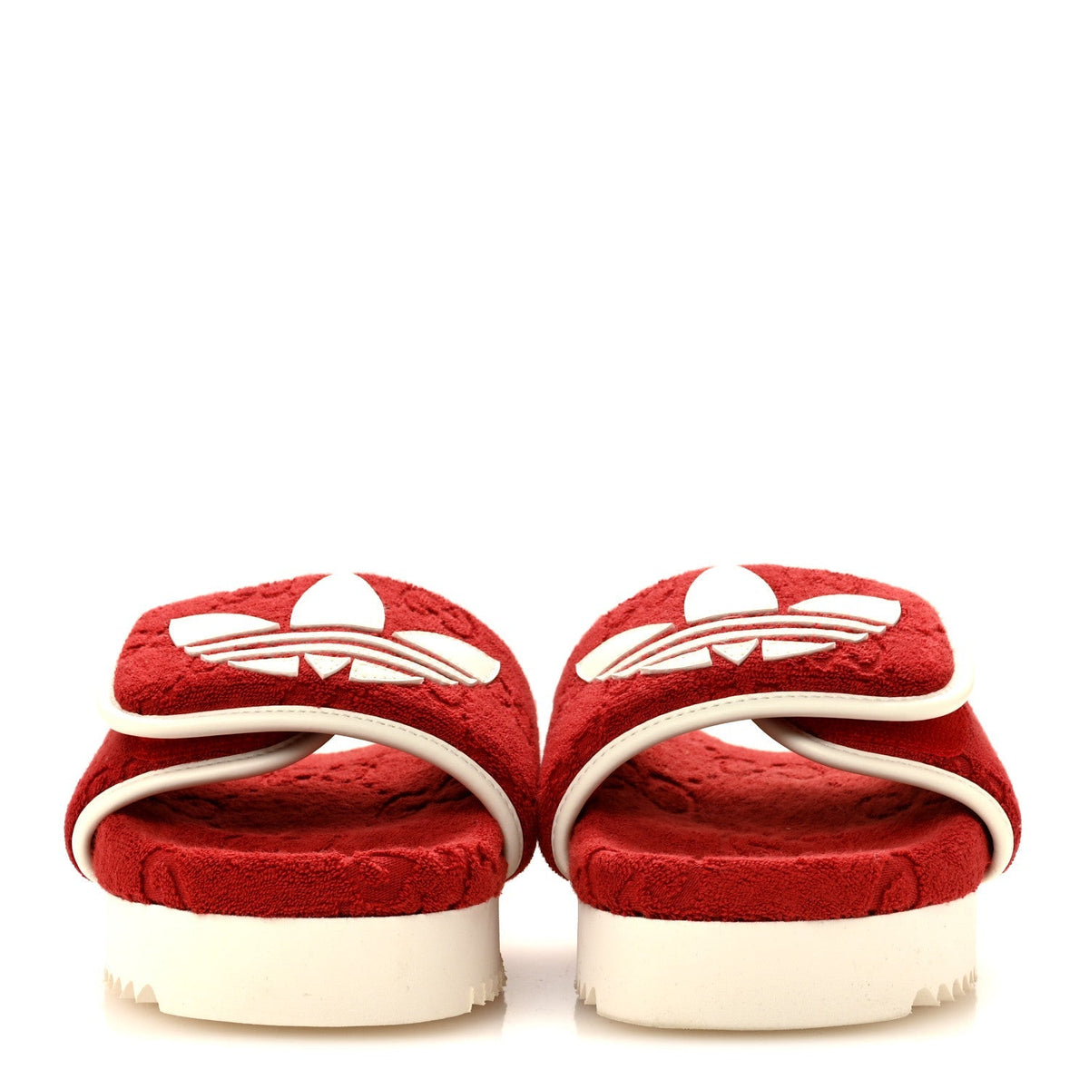 Gucci X Adidas Terry Cloth Women's Platform Sandals 36 Maple Red Off White
