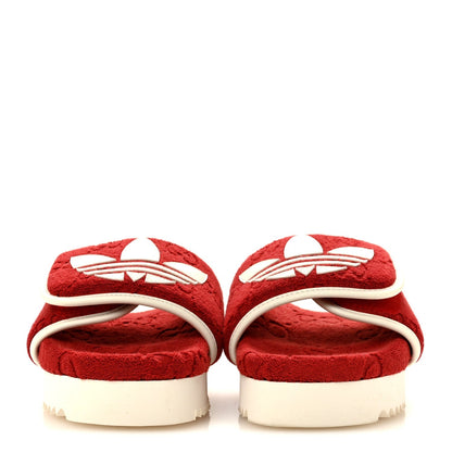 Gucci X Adidas Terry Cloth Women's Platform Sandals 36 Maple Red Off White