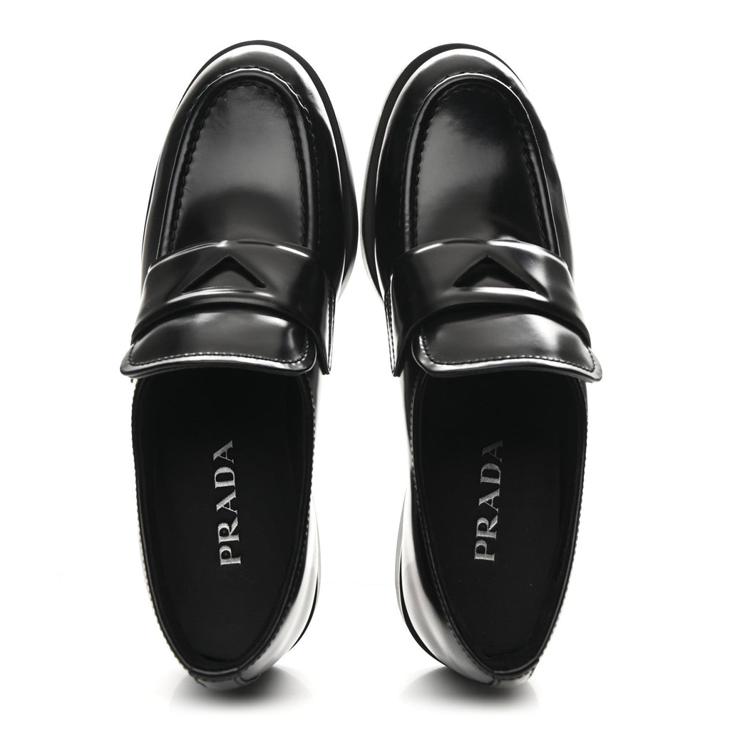 Prada Spazzolato Women's Loafers 37.5 Black