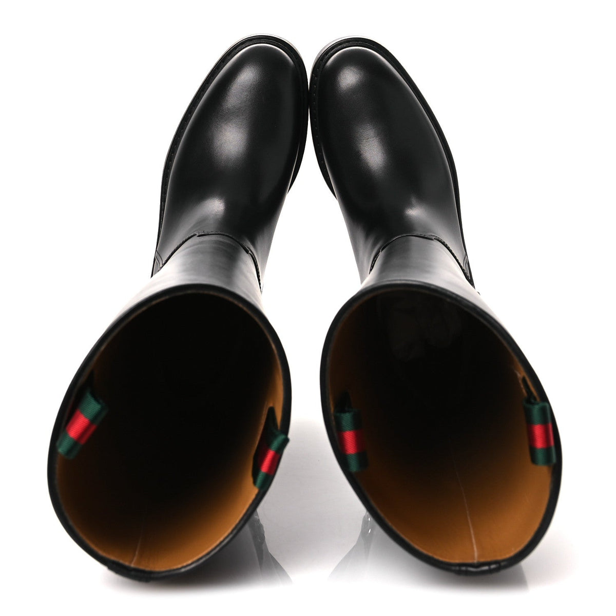 Gucci Shiny Calfskin Women's Michelangelo Slim Horsebit Riding Boots 38 Black