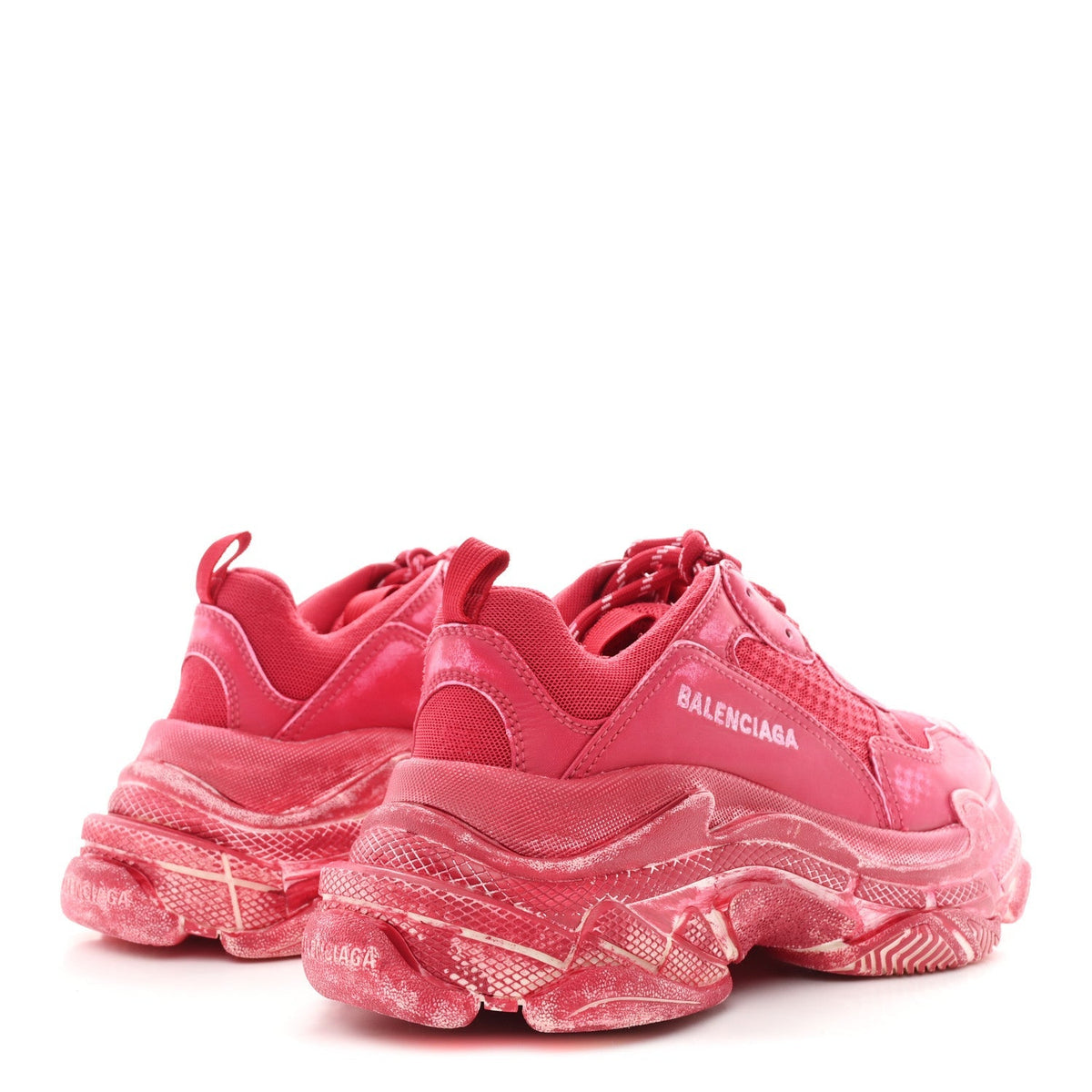 Balenciaga Fabric Mesh Women's Triple S Sneakers 38 Red