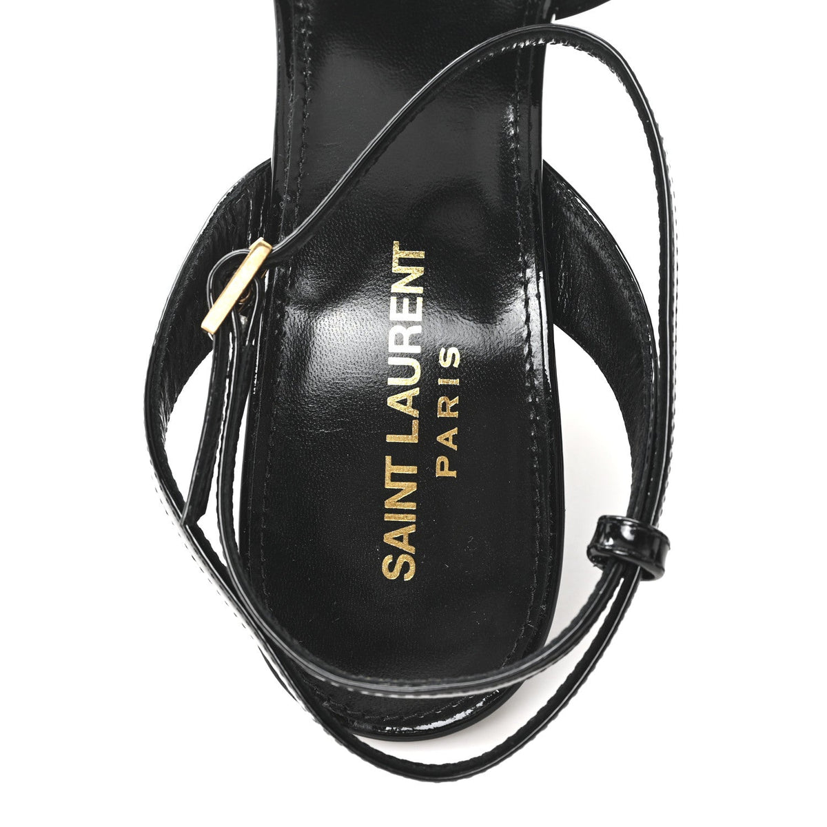 Saint Laurent Patent Leather Women's Grupy Sexy 95 Tanouk Platform Sandals 39 Black