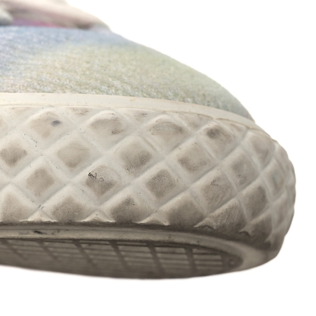 Chanel Printed Fabric Women's High Top CC Sneakers 39 Green Pink Blue White