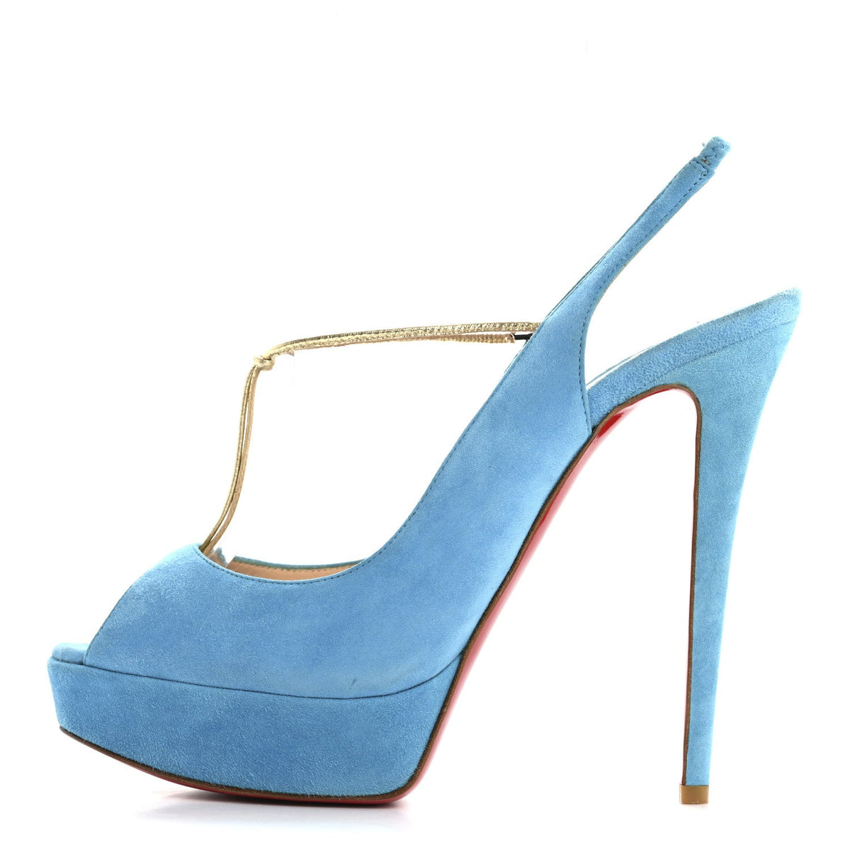 Christian Louboutin Veau Velours Spritney 100 Women's Peep Toe Pumps Blue