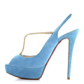 Christian Louboutin Suede Women's Spritney 100 Peep Toe Pumps 41 Blue