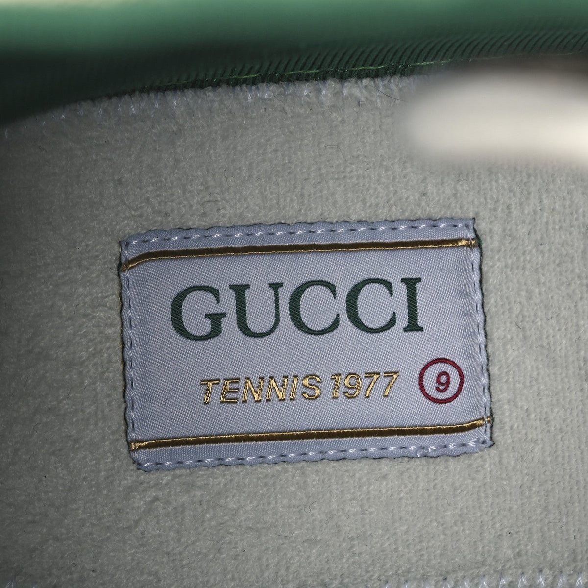 Gucci Fabric Men's GG Monogram Tennis 1977 High Top Sneakers 9 Beige Ebony