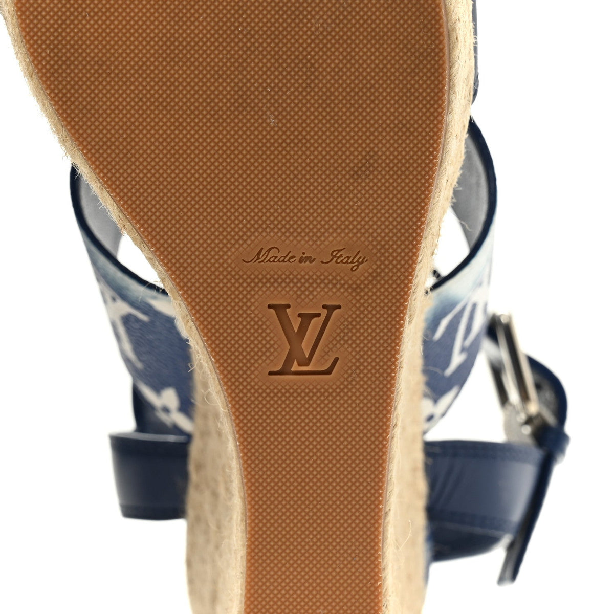 Louis Vuitton Monogram Escale Women's Starboard Wedge Sandals 40 Blue
