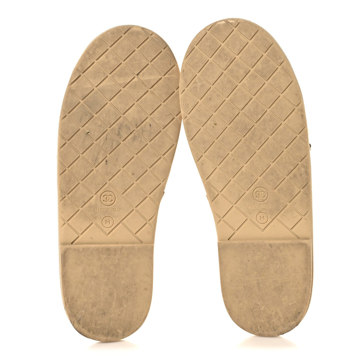 Chanel Lambskin Women's Pearl Chain Flat Slipper Sandals M Beige