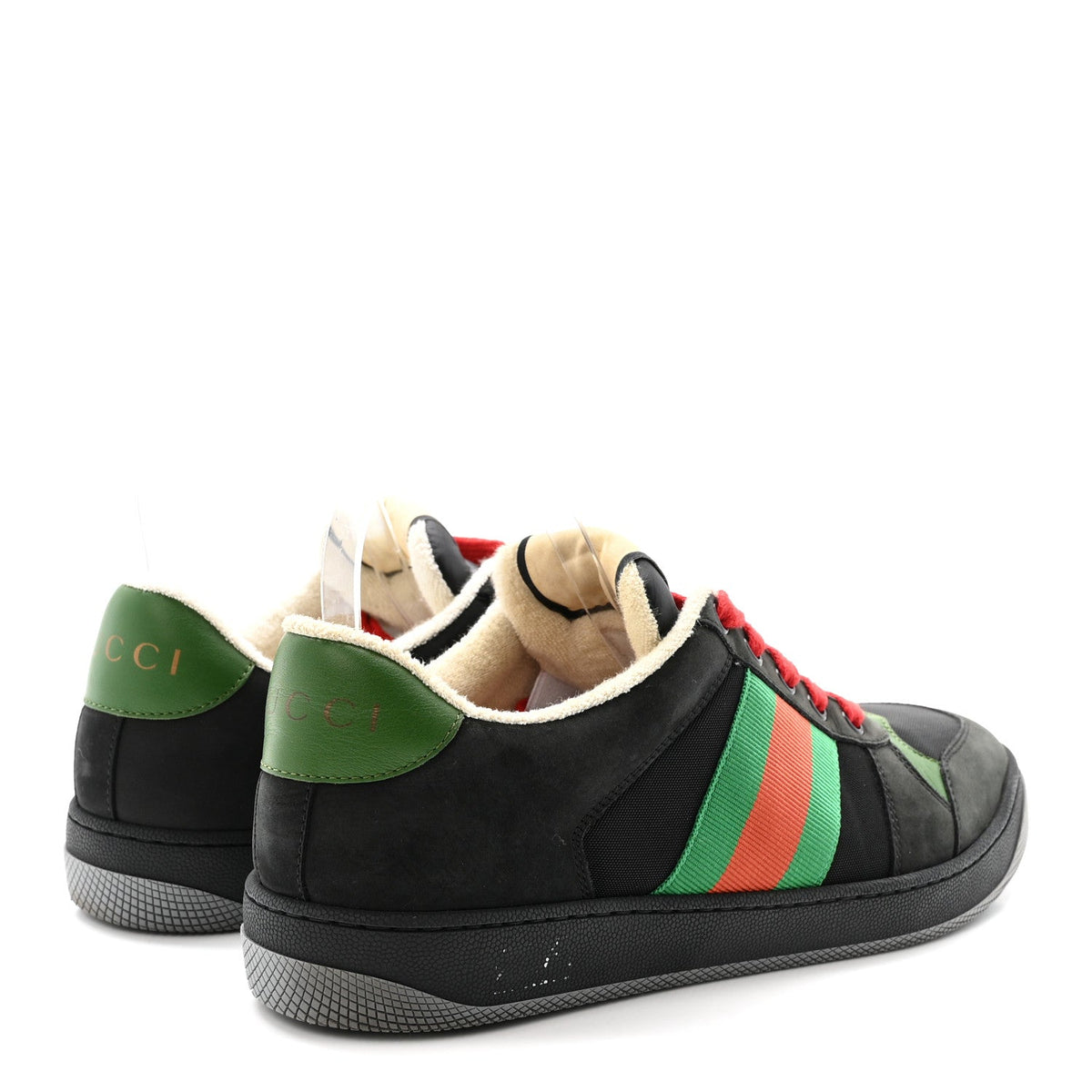 Gucci Calfskin Nylon GG Web Men's Screener Sneakers 8 Black
