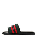 Gucci Nylon Calfskin Men's Web Interlocking G Maverik Slide Sandals 41 Black