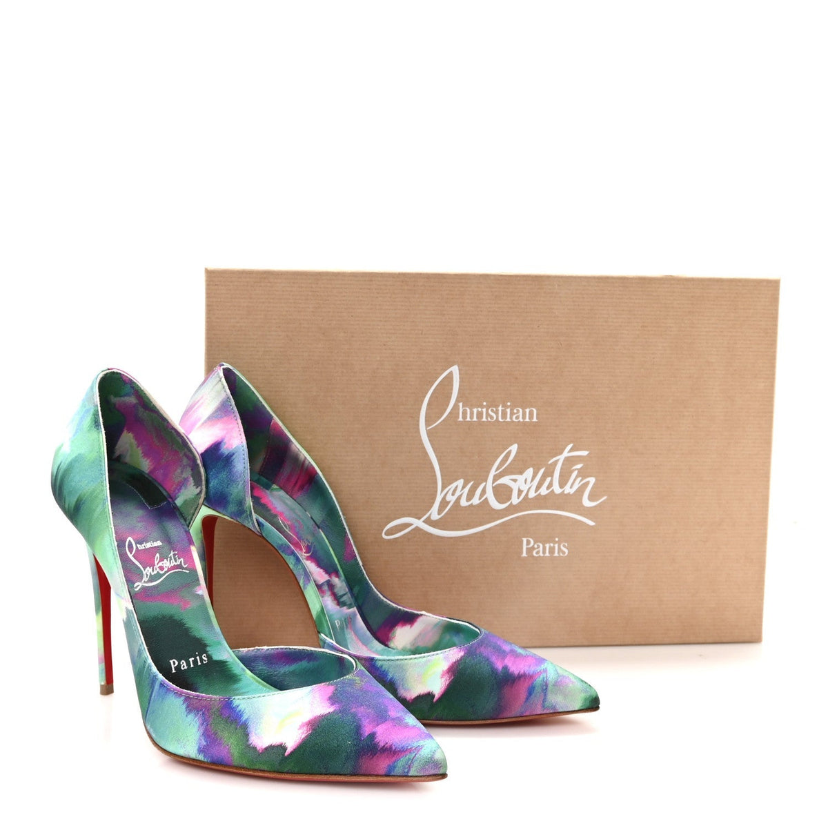 Christian Louboutin Satin Women's Melancholia Iriza 100 Pumps 37.5 Multicolor