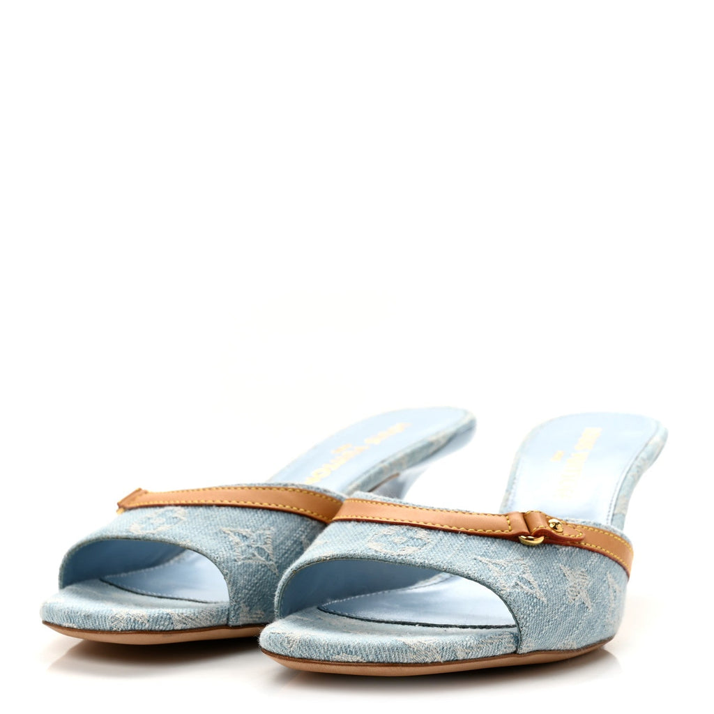 Louis Vuitton Monogram Denim Women's 6AM Mules 40 Light Blue