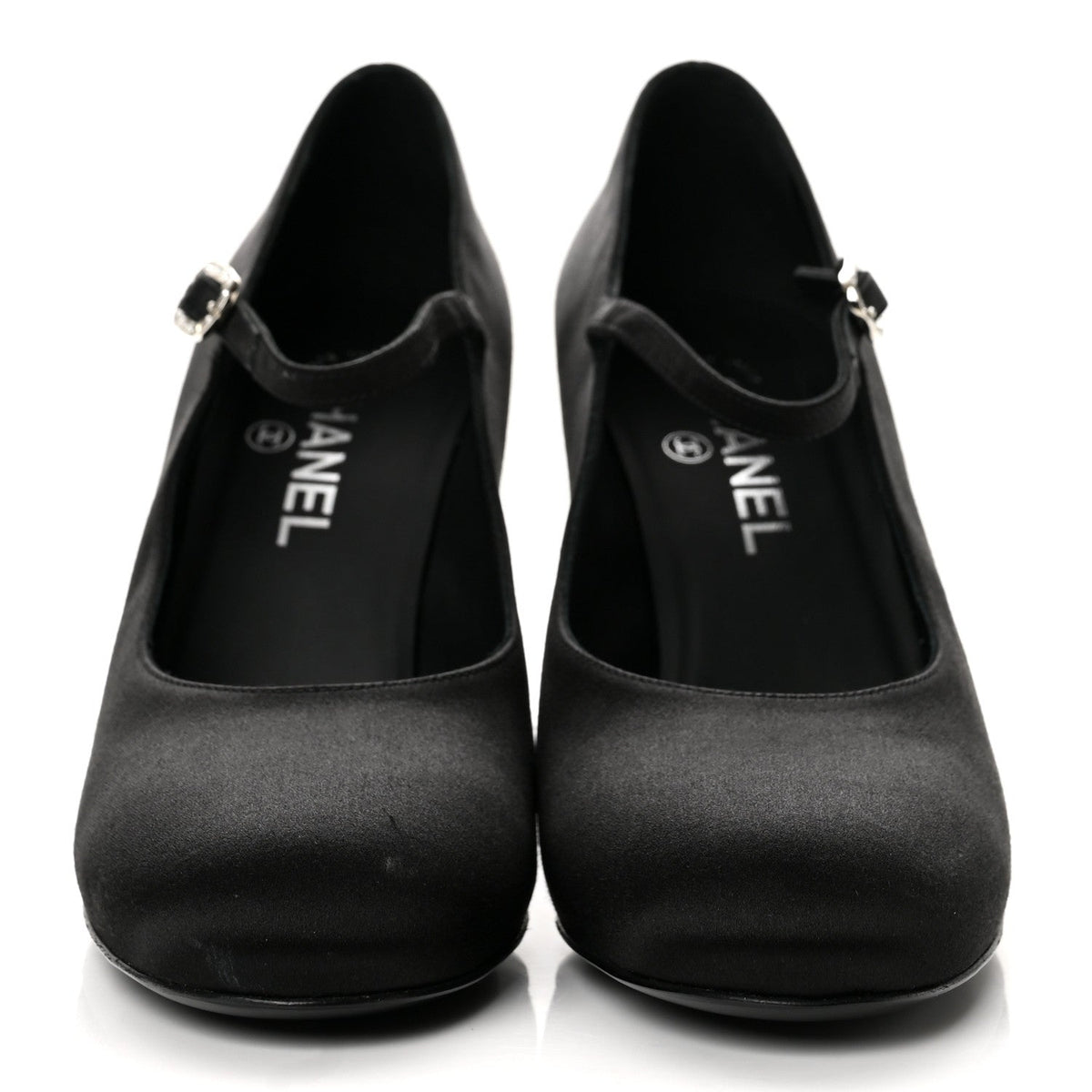 Chanel Satin Crystal Women's Mary Jane Pumps 39 Black