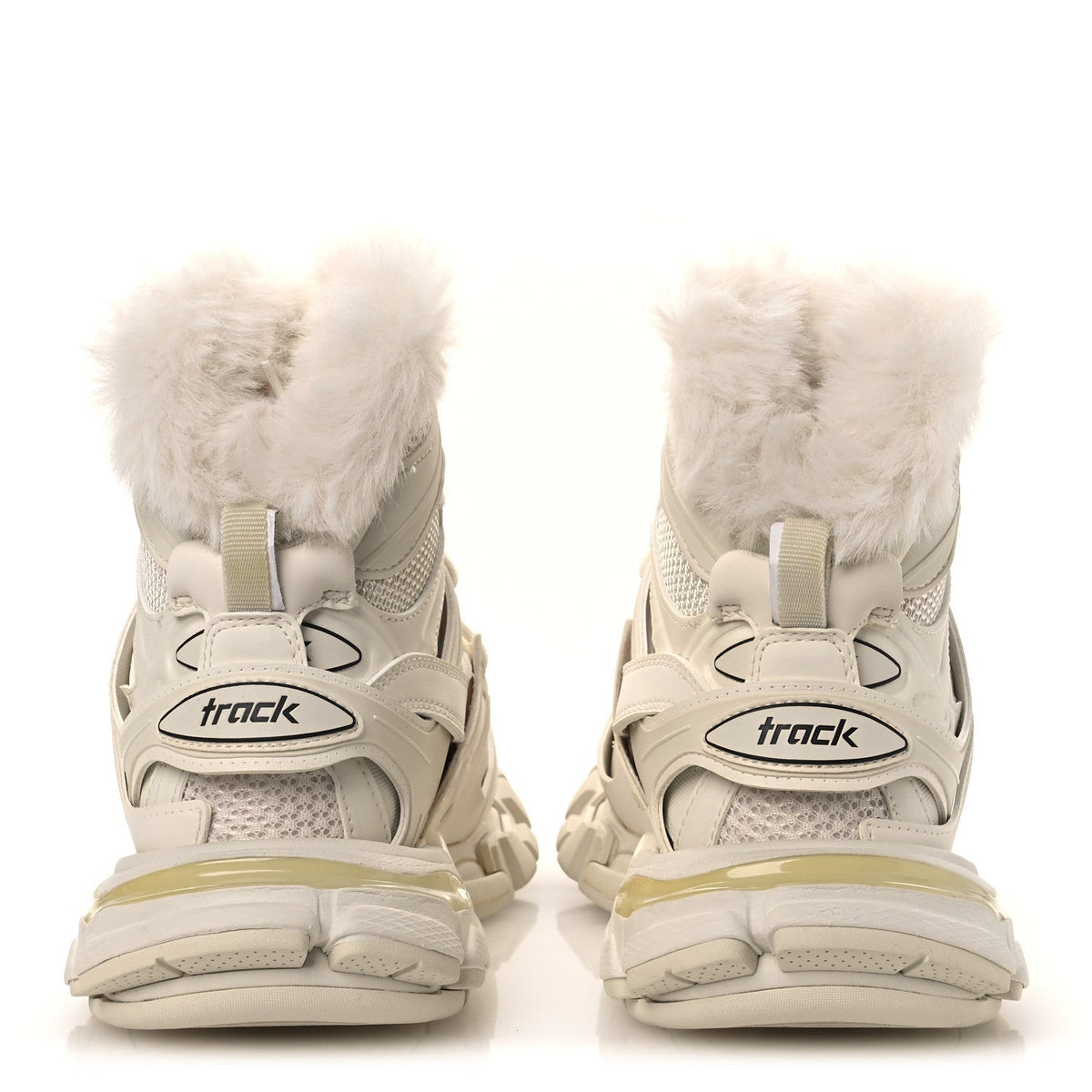 Balenciaga Mesh Nylon Faux Fur Women's Track Hike Sneakers White