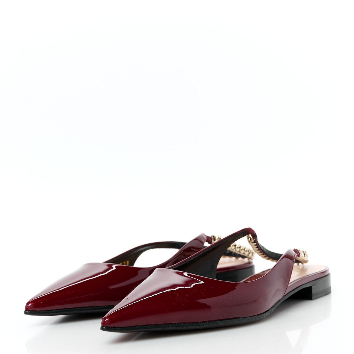 Gucci Patent Women's Signoria Slingback Ballet Flats 36.5 Rosso Ancora