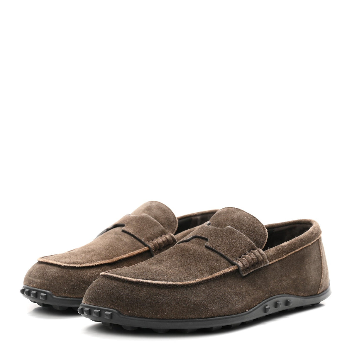 Hermes Suede Calfskin Men's Lazy Loafers 42 Ecorce