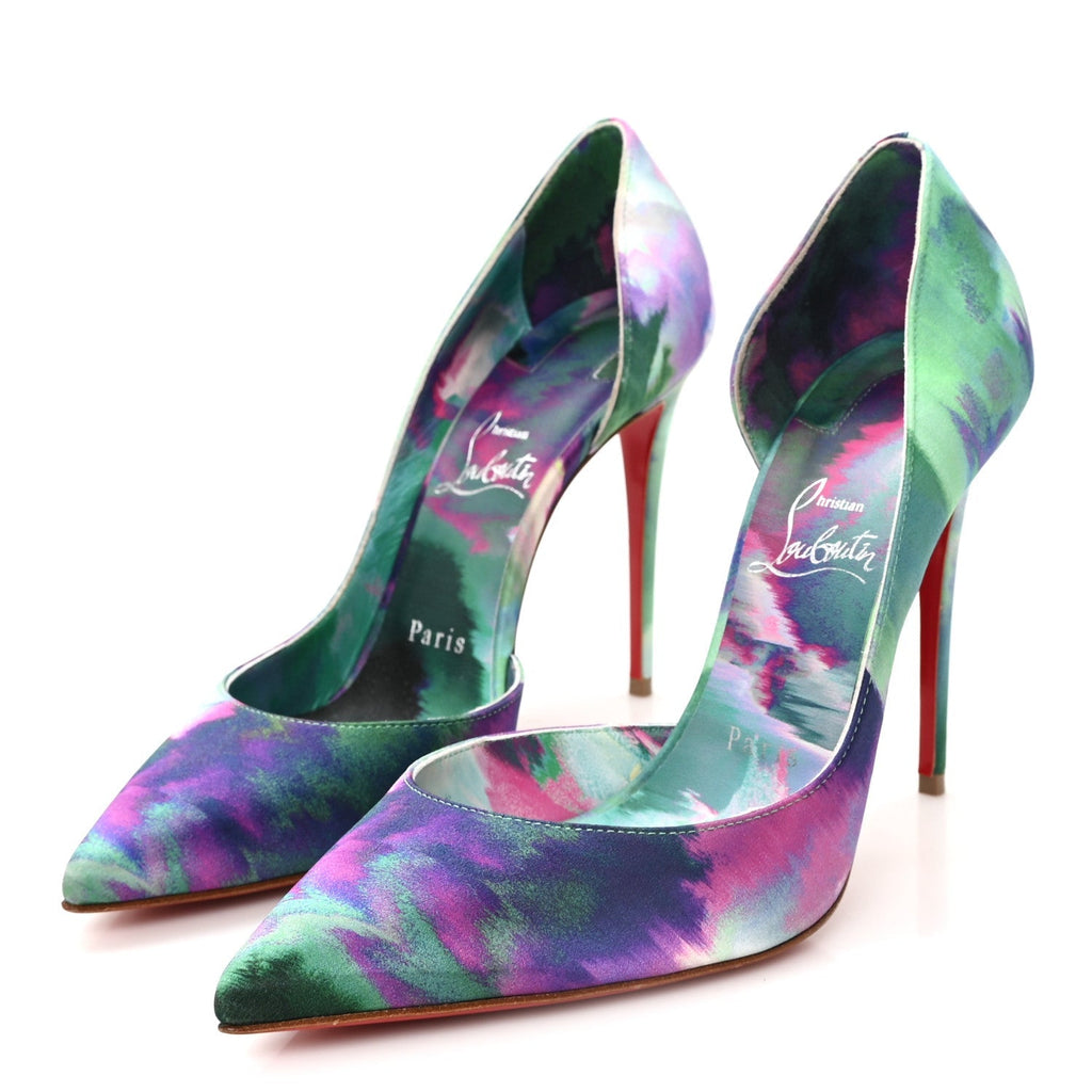 Christian Louboutin Satin Women's Melancholia Iriza 100 Pumps 37.5 Multicolor