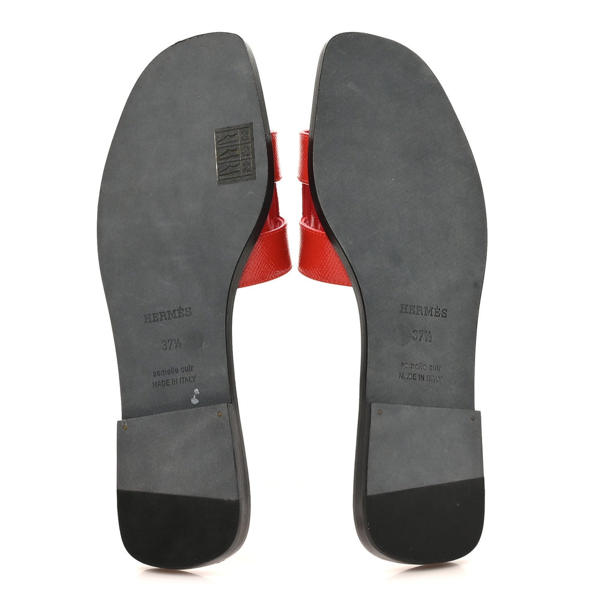 Hermes Patent Epsom Women's Oran Sandals Jasper Rouge
