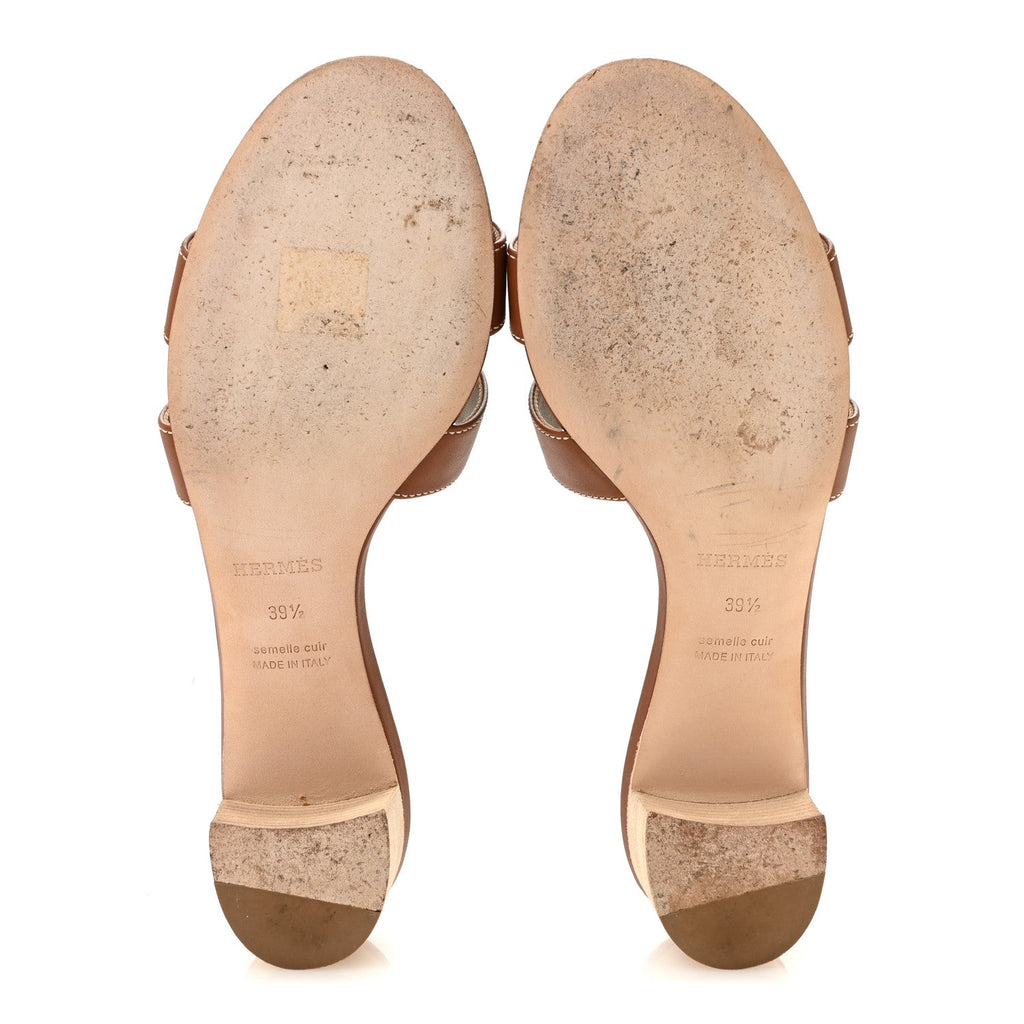 Hermes Calfskin Women's Oasis Sandals 39.5 Gold