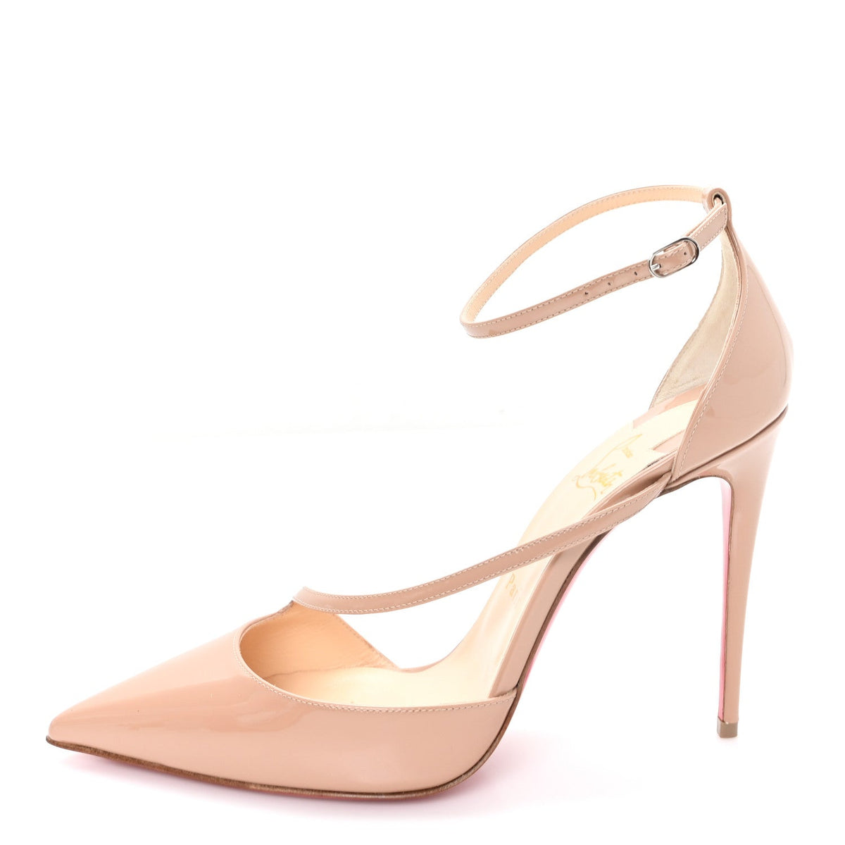 Christian Louboutin Patent Women's Fliketta 100 Pumps 39 Nude