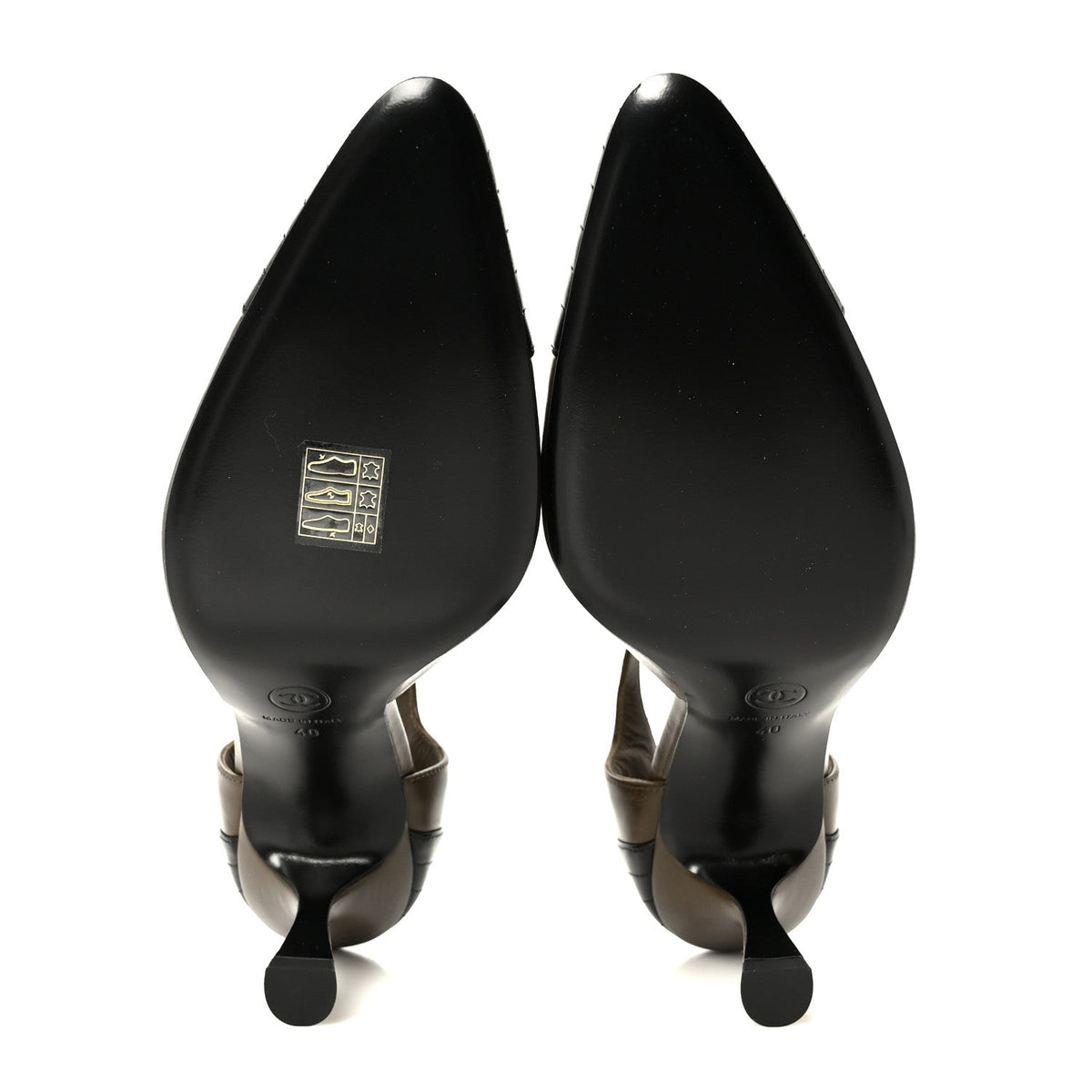 Chanel Lambskin Mary Jane Women's Pumps 40 Dark Khaki Black