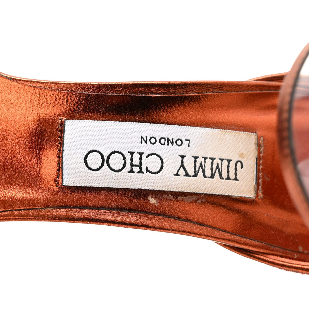 Jimmy Choo Metallic Lurex Perspex Women's Mayner 130 Platform Sandals 38 Pop Orange Clear