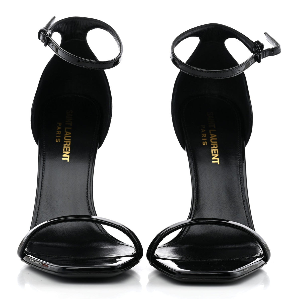 Saint Laurent Patent Calfskin Women's Opyum 110 Sandals 37.5 Black