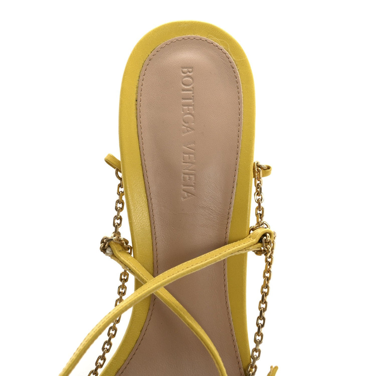 Bottega Veneta Lambskin Stretch Chain Strap 90mm Women's Sandals 41 Buttercup