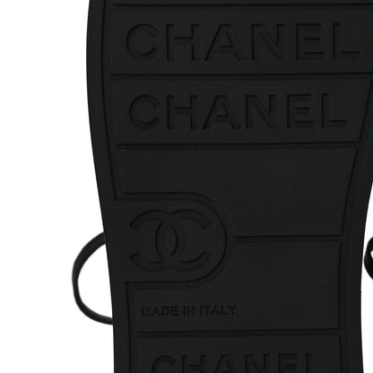 Chanel Lambskin Printed Logo Women's Sneakers 38 Black