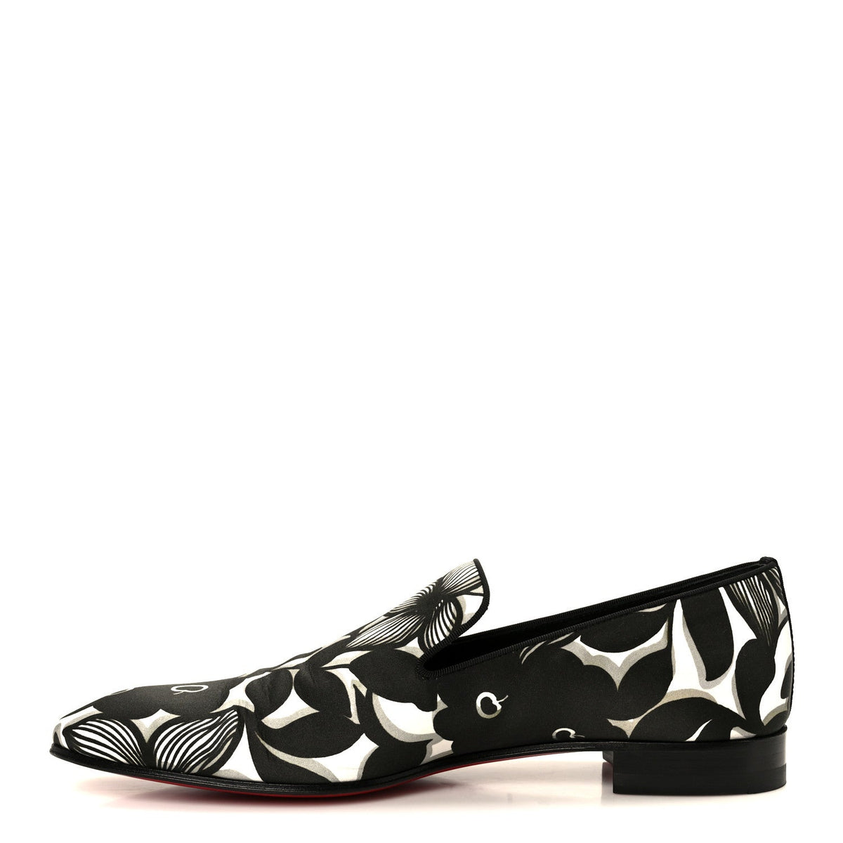 Christian Louboutin Satin Men's Petunia Dandelion Flat Loafers 42 Black White