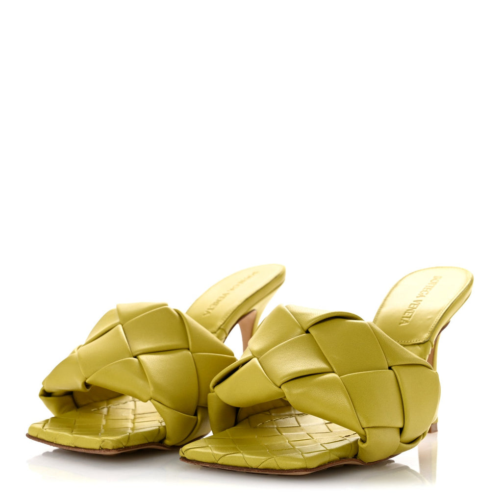 Bottega Veneta Nappa Maxi Intrecciato Women's Lido 90mm Sandals 35 Acid