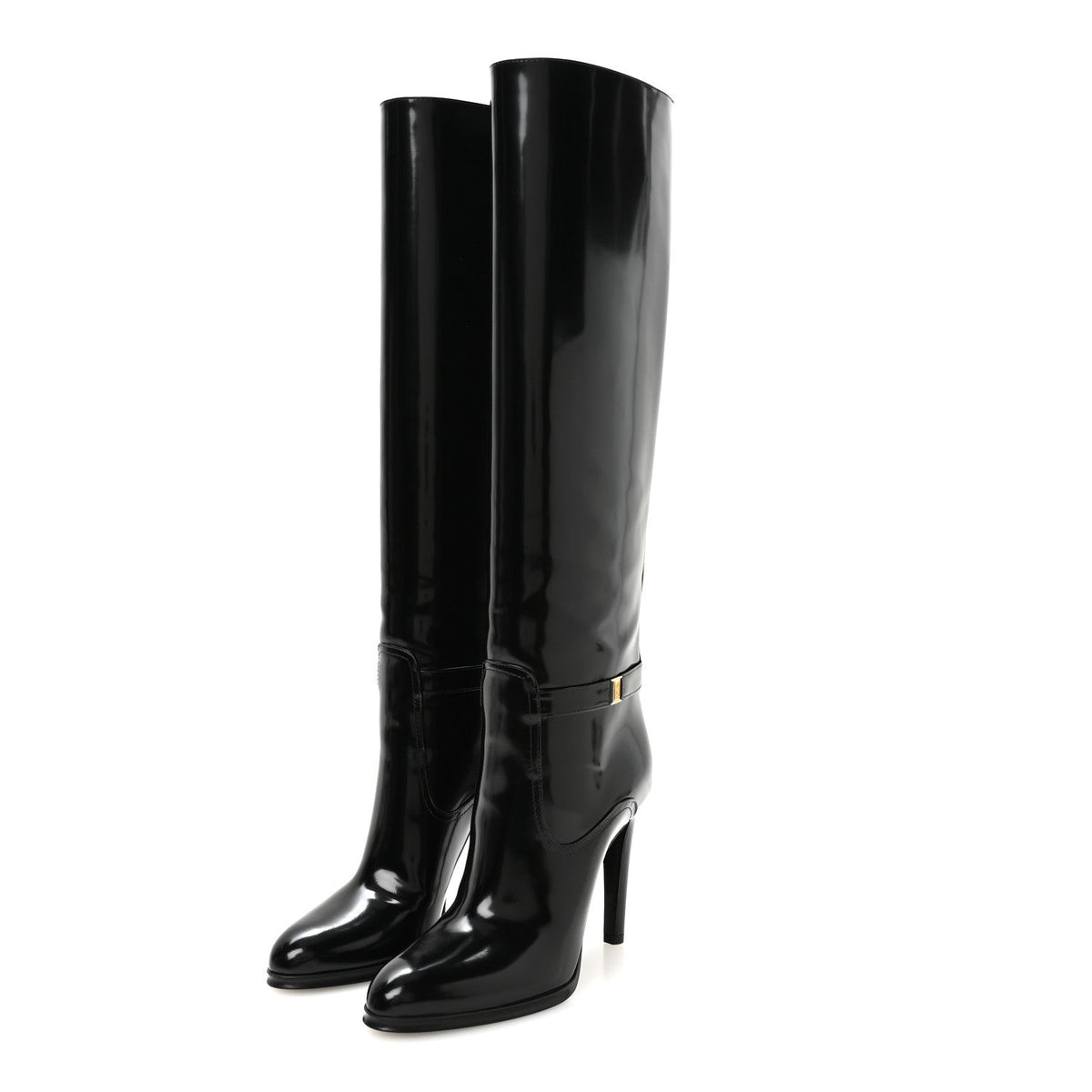 Saint Laurent Patent Calfskin Women's Linda 100 Boots 37.5 Black