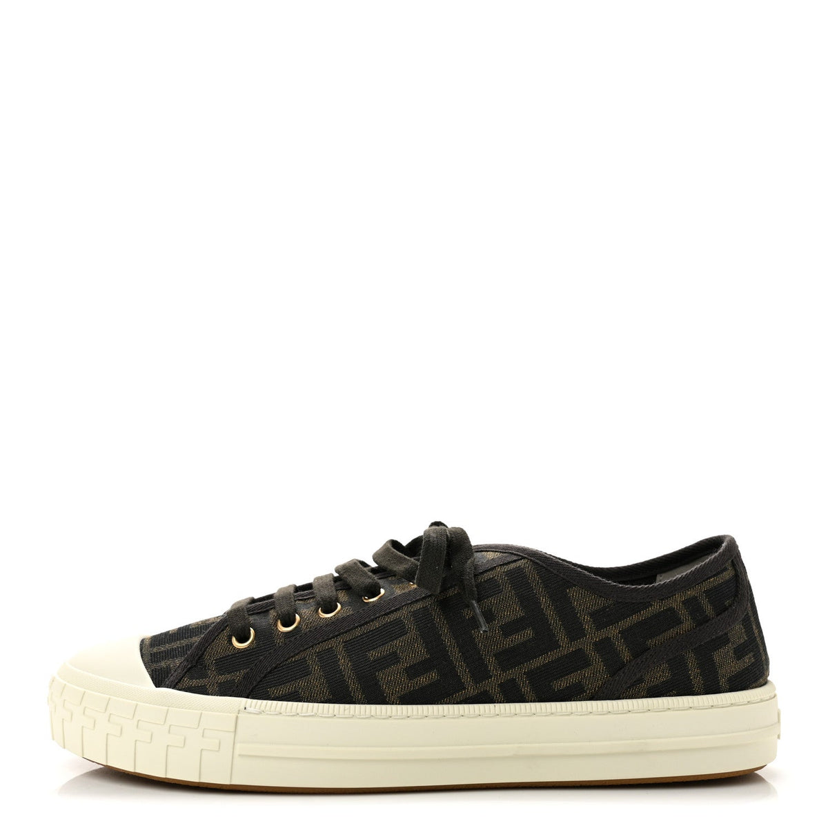 Fendi Fabric Jacquard Men's Domino Sneakers 43 Tabacco Black