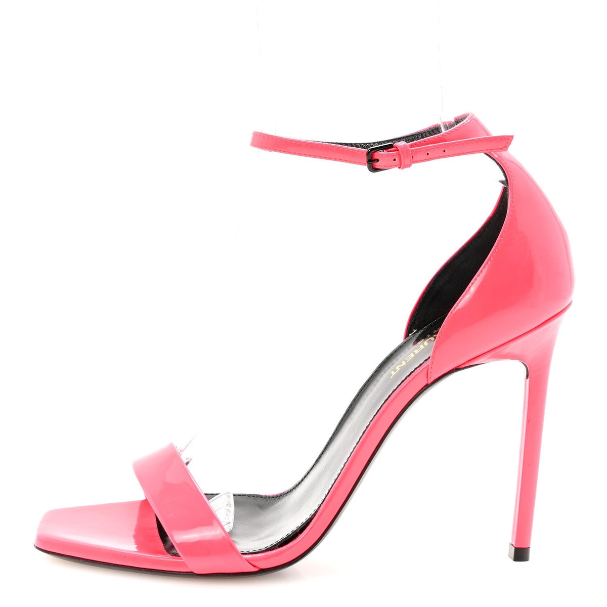 Saint Laurent Patent Calfskin Women's Amber 105 Sandals 39.5 Fuchsia Fluo
