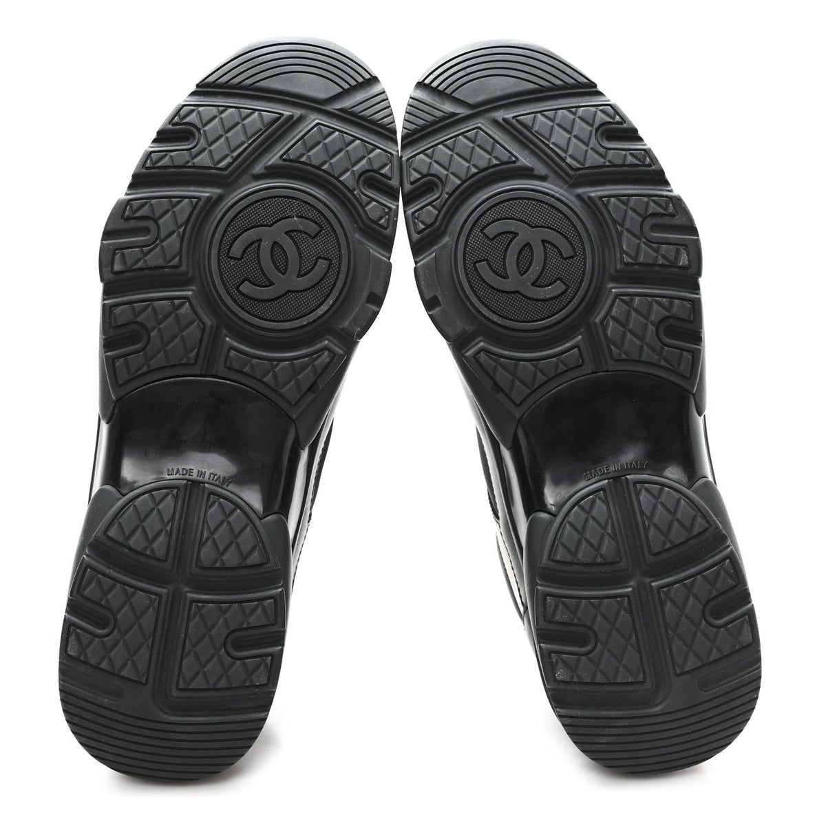 Chanel Calfskin Lambskin Women's CC Uniform Sneakers 41 Black