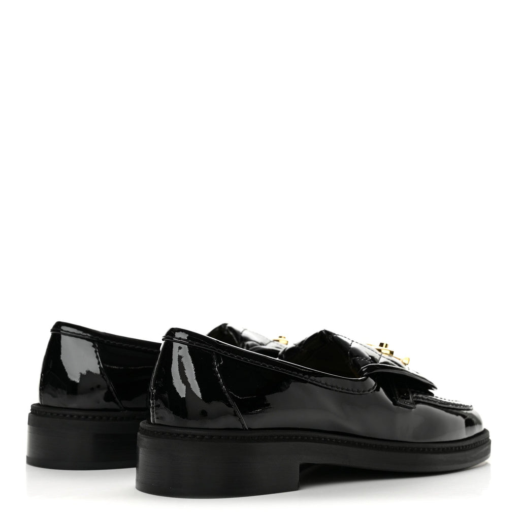 Chanel Patent Quilted CC Turnlock Women's Loafers Black