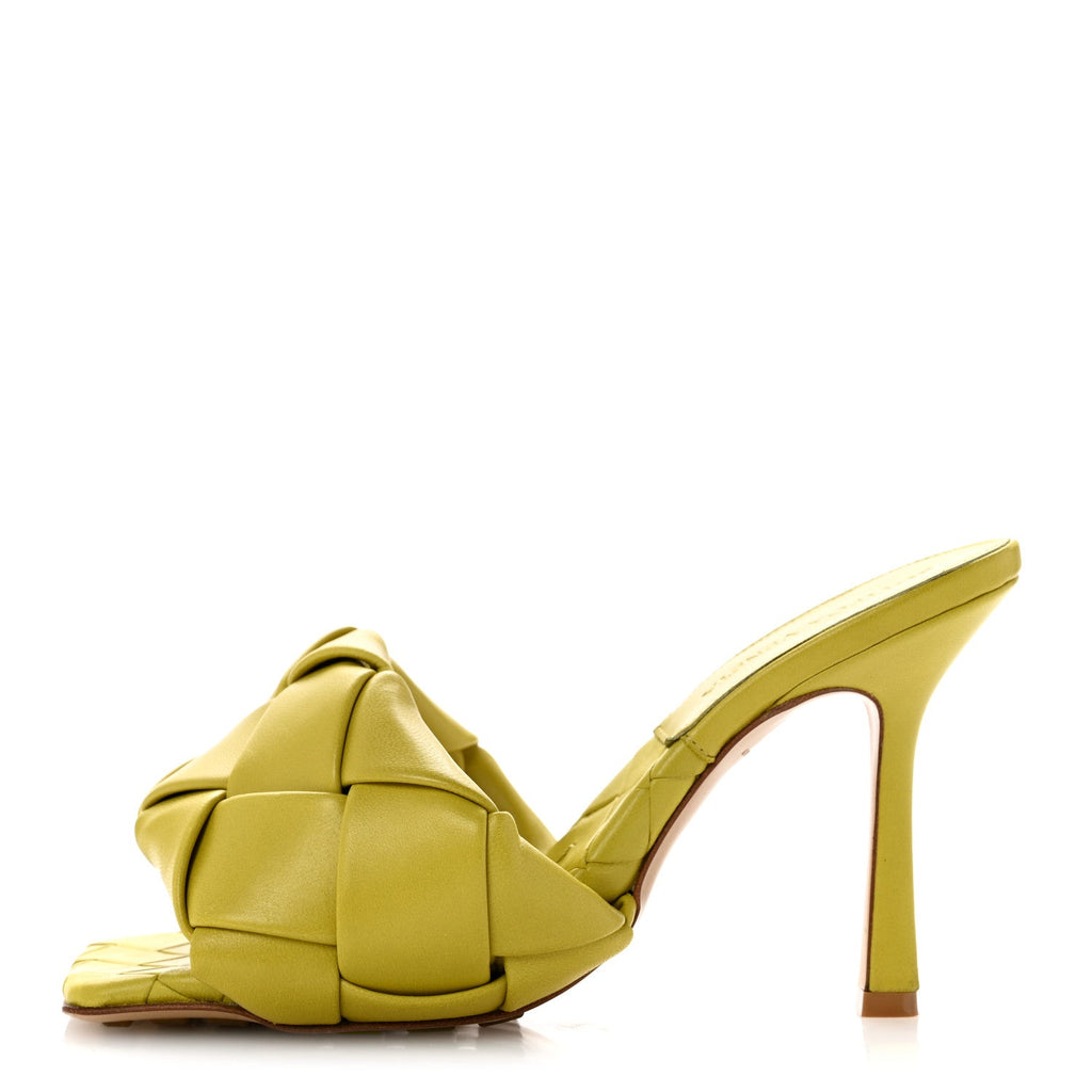 Bottega Veneta Nappa Maxi Intrecciato Women's Lido 90mm Sandals 35 Acid