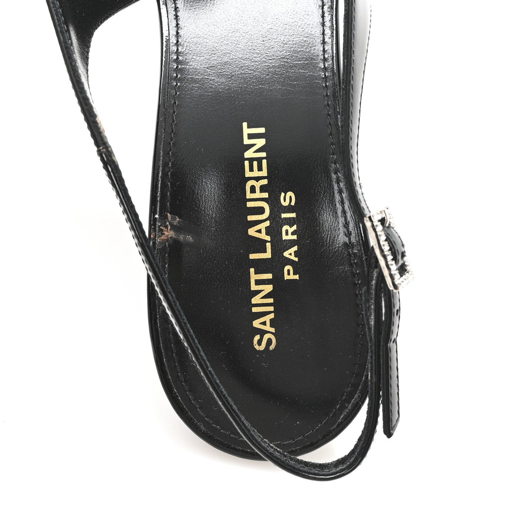 Saint Laurent Patent Leather Women's Vernice Slingback Pumps 39 Black