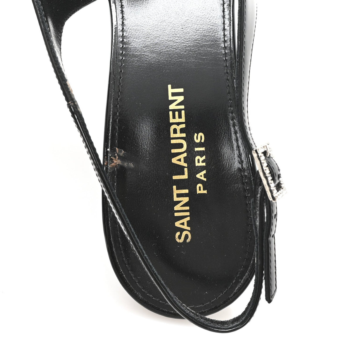 Saint Laurent Patent Leather Women's Vernice Slingback Pumps 39 Black