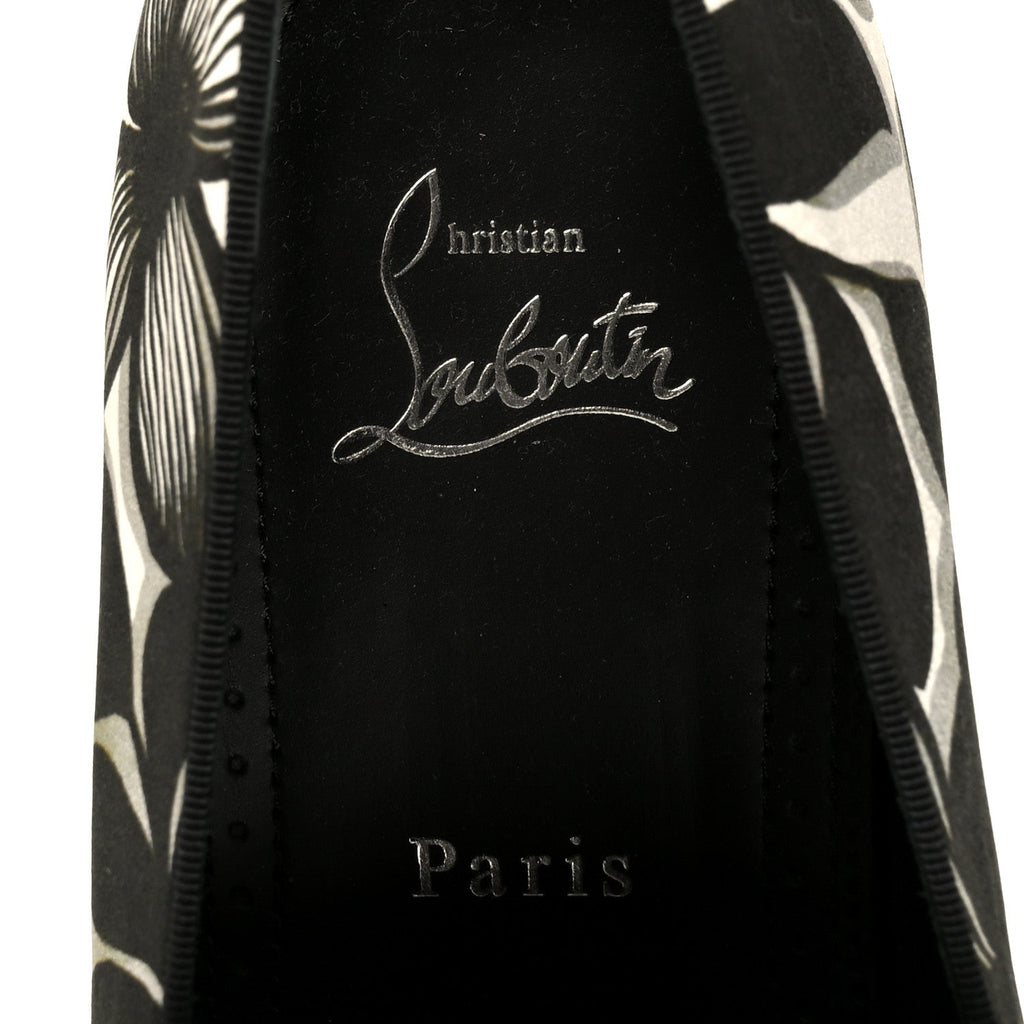 Christian Louboutin Satin Men's Petunia Dandelion Flat Loafers 42 Black White
