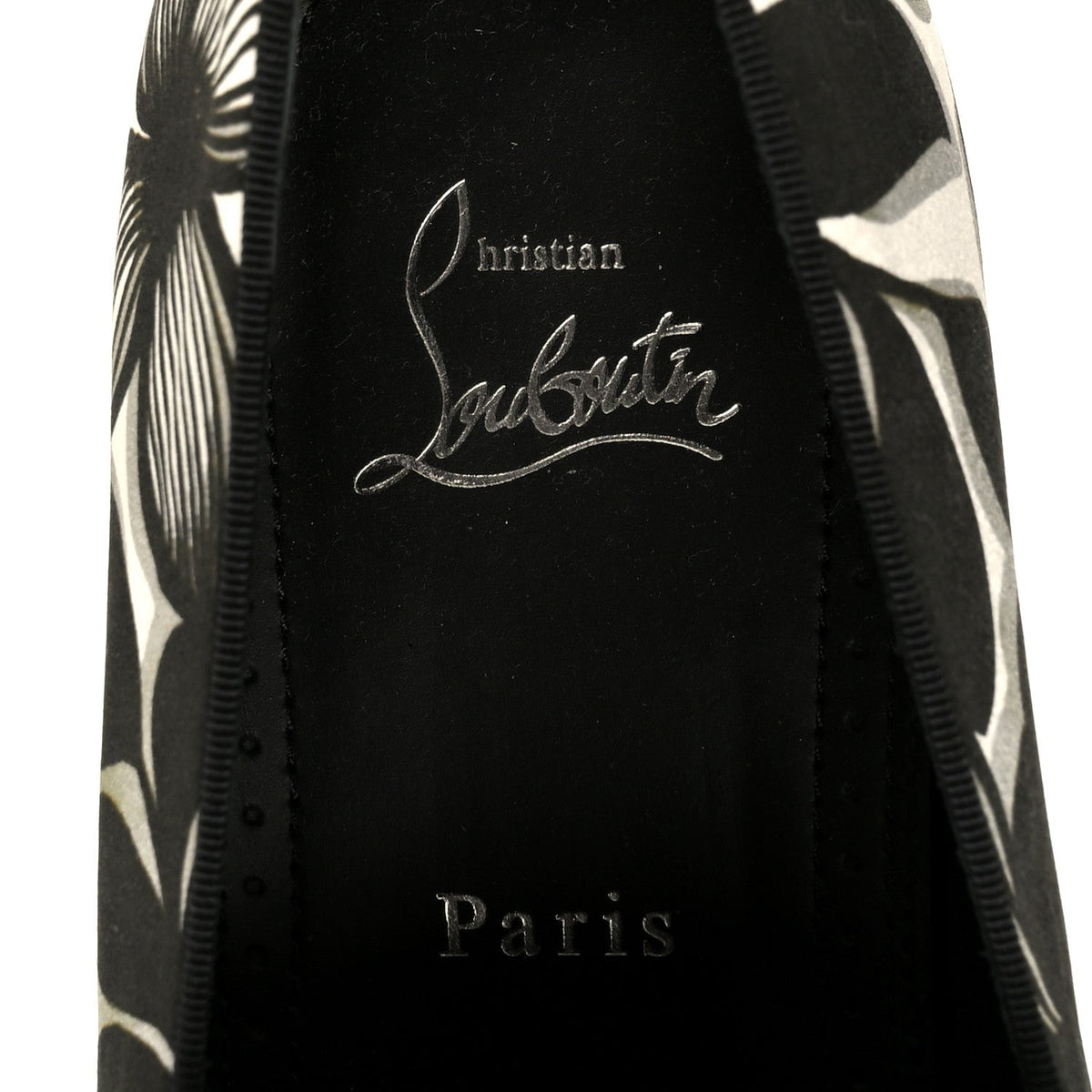 Christian Louboutin Satin Men's Petunia Dandelion Flat Loafers 42 Black White