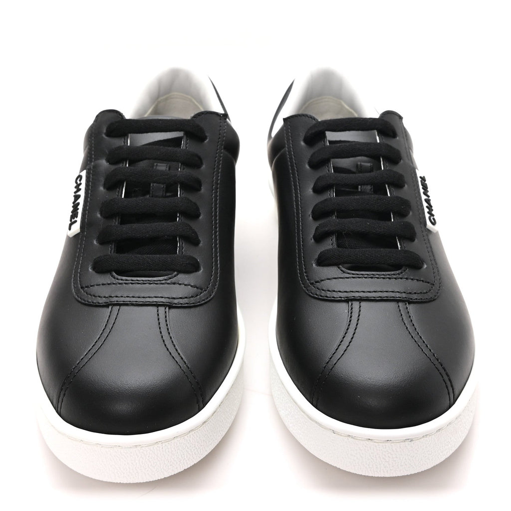 Chanel Calfskin Women's CC Sneakers 39.5 Black